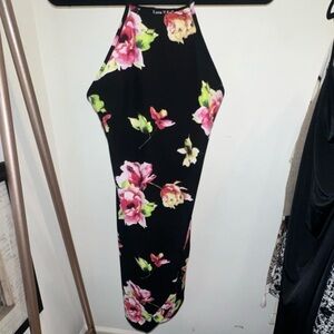Black Floral Halter Dress